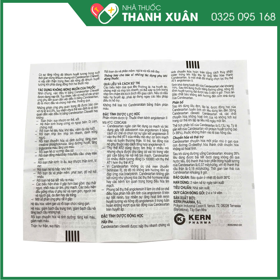 CandeKern 8mg thuốc điều trị tăng huyết áp